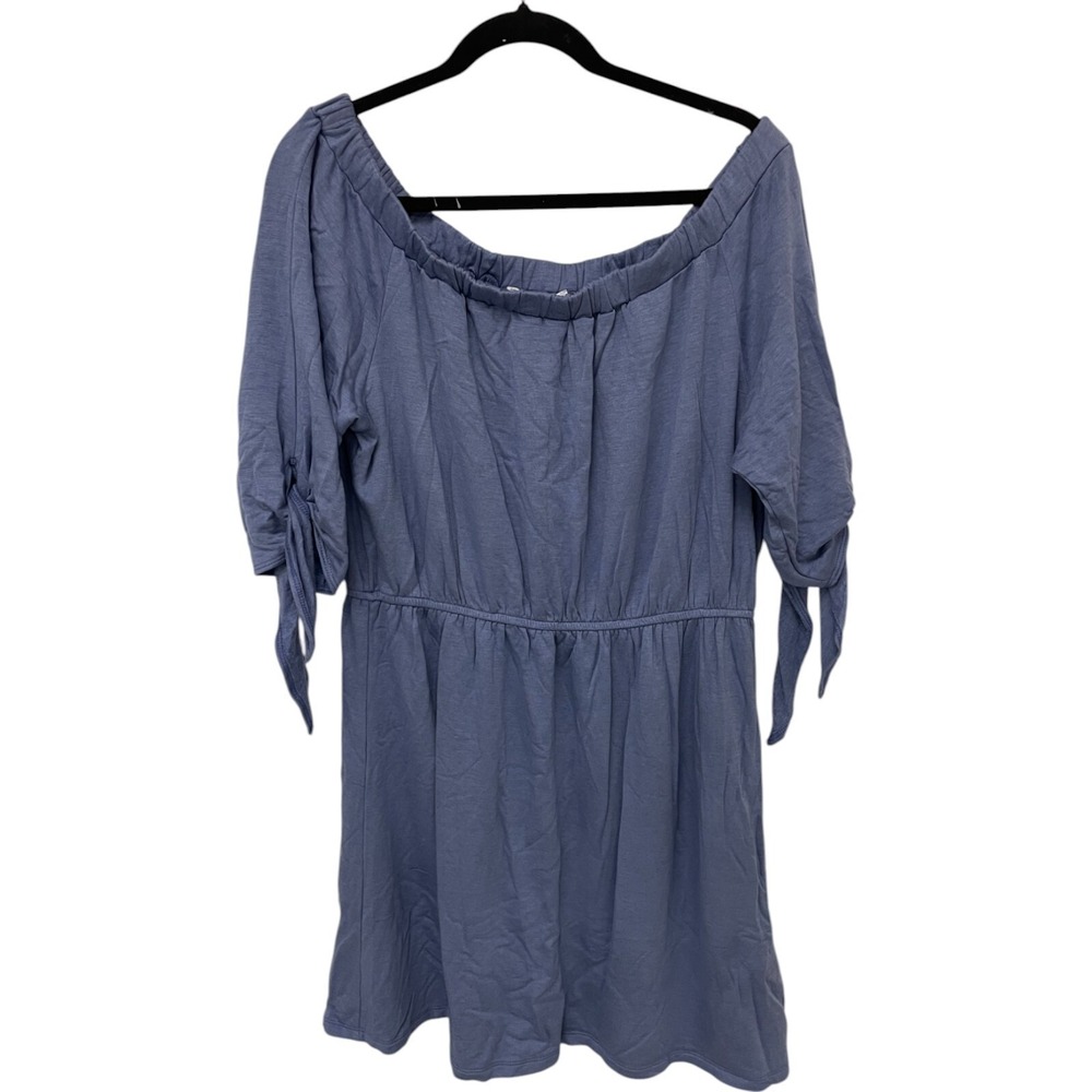 The Vanity Room Off Shoulder Dress Womens Size Plus 2X‎ fleece Blue Stretch NWT